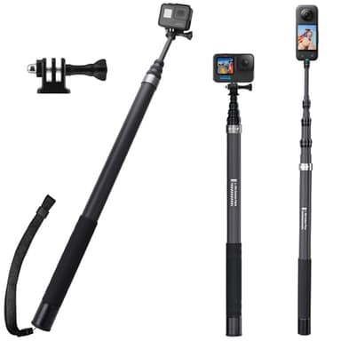 Wiseten 3M/300cm Unsichtbarer Selfie Stick für Insta 360 X5 X4 X3, Kohlefaser Selfie Stick Langer Selfie-Stab Einbeinstativ mit Adapter für GoPro Hero 13 12 11 10 Black DJI Osmo Action 5 Pro