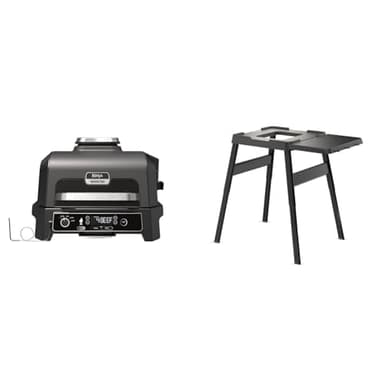 Ninja Woodfire Pro XL Elektrogrill,großer 4-in-1-Außengrill & Woodfire Verstellbarer Ständer und Beistelltisch