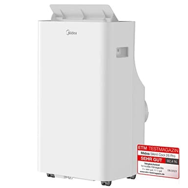 Midea Mobiles Klimagerät Silent Cool 26 Pro, 9000 BTU 2,6kW, Kühlen&Ventilieren&Entfeuchten, Raumgröße bis 88m³(33㎡), Mobile Klimaanlage mit Abluftschlauch, Weiß