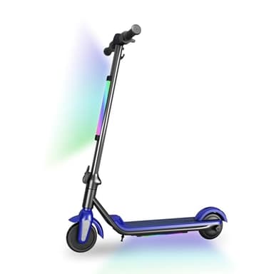 E Roller Kinder von 6-12 Jahren,Max Reichweite 5-8 KM - Max.12 KM/H,Faltbarer Elektroroller für Kinder Mit Bunte Regenbogenlichter und LED-Anzeige,Elektroscooter für Kinder und Jugendliche (Blau)