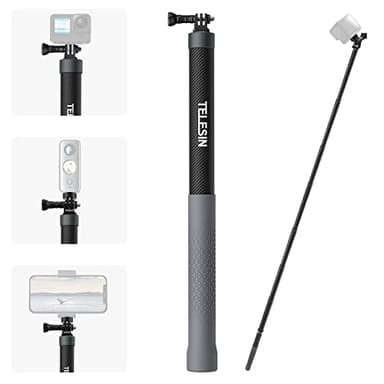 TELESIN Selfie-Stick Langer Stab Unsichtbar (300cm/3m/118), Leichte Kohlefaser Verlängerungs-Monopod für GoPro Hero 13 12 11 10 9 8 7 6 5 Max Mini, Insta36 X4 X3 GO3, DJI Osmo Action 3 4 Zubehör