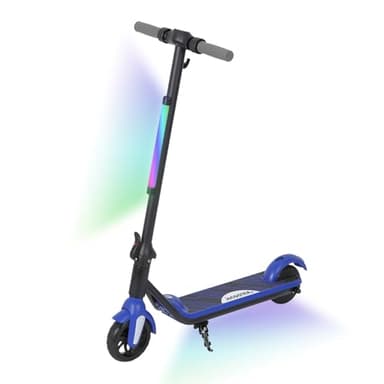 KHHK Elektroroller für Kinder von 6-12 Jahren, 6'' Faltbarer Elektroroller mit max. Geschwindigkeit 12 km/h, LED Farblichter & Display, Reichweite 5-8 km, Kinderroller mit Doppelbremssystem (Blau)