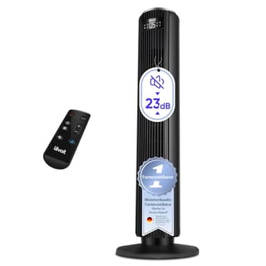 Levoit-Sehr Leiser Turmventilator mit Fortschrittlichem Schlaf und Automodus-5 Geschwindigkeiten 4 Modi 12Std Timer Ventilator-Oszillierende Tower Fan mit Fernbedienung für Schlafzimmer Schwarz 92CM