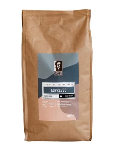 Coffee Fellows Espresso | ganze Kaffee Bohnen | Arabica & Robusta Qualitäts-Mischung | Ideal für Vollautomaten und Siebträger (1 kg (1er Pack))