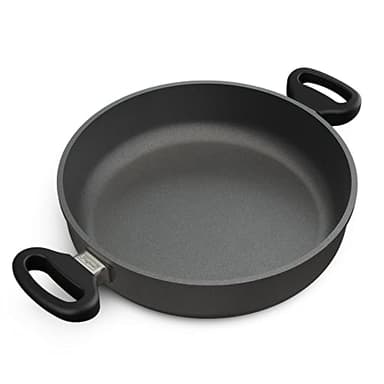 Hoffmann Schmorpfanne 32 cm hoher Rand Induktion I Pfanne mit 2 Griffen Made in Germany I Hochrandpfanne Aluguss Servierpfanne beschichtet ohne Glasdeckel