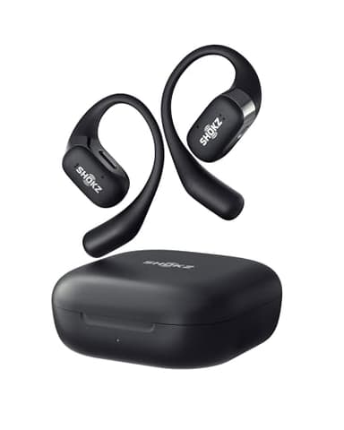 SHOKZ OpenFit True Wireless Earbuds, Open-Ear Bluetooth Kabellose Kopfhörer mit Noise-Cancelling Mikrofon, Ohrhörer mit schnellem Aufladen, 28 Std Laufzeit, IP54 Wasserdicht, mit Tragetasche, Schwarz