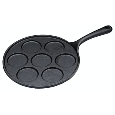 KitchenCraft Gusseisen Mini-Pfannkuchenpfanne, Backofen-sichere Pfanne kann sieben Blinis mit einer Größe von je 6,5 cm auf jedem Herd backen, 24 x 37,5 cm, 1 Stück, Schwarz