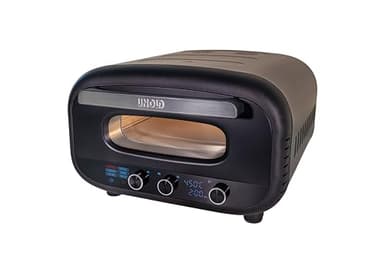 Unold Pizzaofen Don Alfredo 68805 – Premium Pizzaofen für Steinofenpizza, 450 °C Temperatur, Pizzastein, schnelles Aufheizen (Schwarz)
