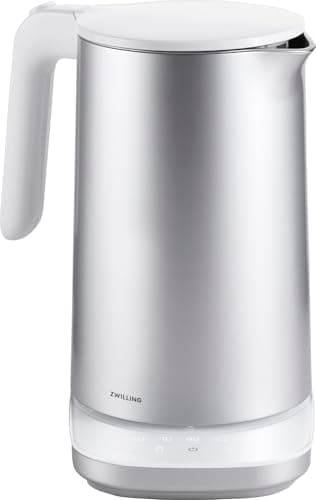 ZWILLING ENFINIGY Wasserkocher Pro mit Temperatureinstellung, Edelstahl-Kalkfilter & Warmhaltefunktion, kabellos, 1850 Watt, 1,5 Liter, Silber