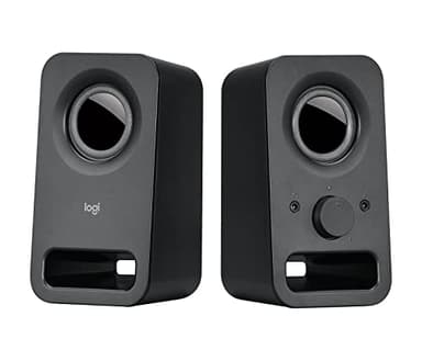 Logitech Z150 PC-Lautsprecher, Stereo Sound, 2 Lautsprecher, 6 Watt Spitzenleistung, 3,5 mm Eingang, Regler am rechten Lautsprecher, Kopfhörerbuchse, EU Stecker, PC/TV/Handy/Tablet - Schwarz