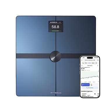 WITHINGS Body Smart — WLAN Digitale Personenwaage / Körperfettwaage für erweiterte Körperzusammensetzung inkl. Muskelmasse, Wasseranteil, Knochendichte