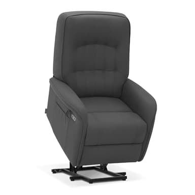 M MCombo Fernsehsessel mit Aufstehhilfe Elektrisch 2 Motoren, mit Massage & Heizung, Relaxsessel mit Liegefunktion bis 160° 35D Vollschaum-Sitzkissen 7584 (Mikrofaser, Grau)