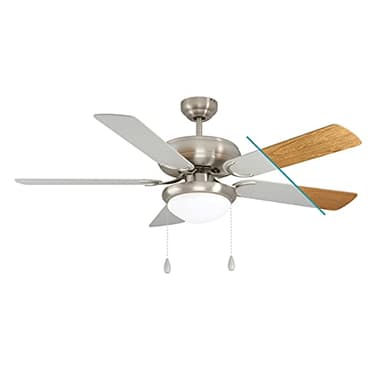 EGLO Deckenventilator BALLINA, 5 Flügel Ventilator mit Licht, Zugkette, Wendeflügel aus Schichtholz in Silber oder Eiche, Gehäuse aus Stahl in Nickel-Matt, Sommer Winter Betrieb, AC Motor, Ø 132cm