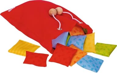 goki 56828 - Fühlmemo Kissen aus Holz, Textil und Glas, Lernspiel für die ganze Familie, unterschiedliche Oberflächen innerhalb des Kissens, Förderung Feinmotorik und Tastsinn, 20-er Set, ab 3 Jahren