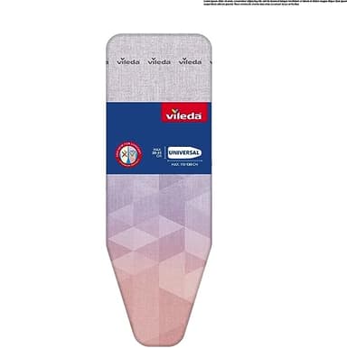 Vileda Diamond Bügelbrettbezug, titanbeschichtete hitzebeständige Bügelauflage, Universalgröße für Bügelflächen 30-45 cm Länge-110-130 cm Breite, für Dampfbügeleisen geeignet, Oeko-TEX-Zertifiziert