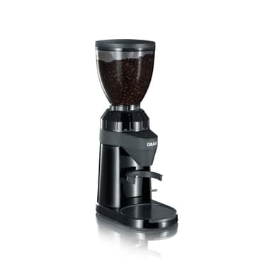 GRAEF. CM802 - Elektrische Kaffeemühle, Aluminiumgehäuse, Bohnenbehälter 350g, Edelstahl-Kegelmahlwerk, 40 Mahlgrade, Kaffeemühle Siebträger, Antistatik-Einsatz, Aluminium-Schaufelrad, 128 W, Schwarz