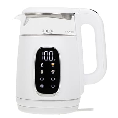 Adler Wasserkocher mit Temperatureinstellung 2200W – Wasser Kocher 1,7L mit LED-Display und Touchpanel – 5 Temperaturprogramme – mit Warmhaltefunktion - Wasserkocher mit Filter
