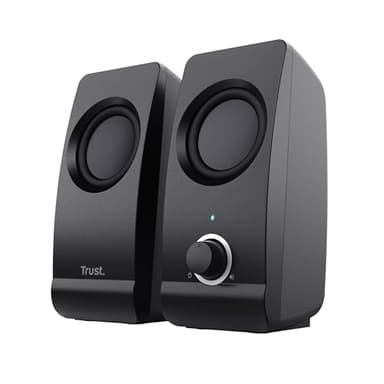 Trust Remo 2.0 PC Lautsprecher Boxen 16 W (8 W RMS), 3,5 mm Audioanschluss, Stromversorgung über USB, Kompaktes Soundsystem, Stereo Lautsprecherset für Computer, Laptop – Schwarz