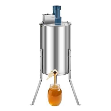VEVOR Elektrische Honigschleuder, 3-Rahmen-Tangentialschleuder mit transparentem Deckel, 140 W Honigextractor aus Edelstahl, höhenverstellbar, Wabenextraktionsgerät für die Bienenzucht