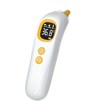 Femometer Familie Digitales Ohr-Thermometer, hochgenaue Ohr-Thermometer für Kinder, Erwachsene und Kleinkinder, 32 Speicher abrufen, 21 Einweg-Sonde Abdeckungen, FSA und HSA förderfähig (Weiß)