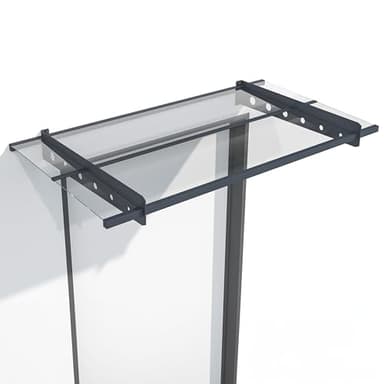 Juskys Vordach Haustür Überdachung 150x80cm aus Acrylglas & Stahl — Türvordach in Anthrazit — Dach für Tür, Eingang & Hauseingang aus Glas Dunkelgrau