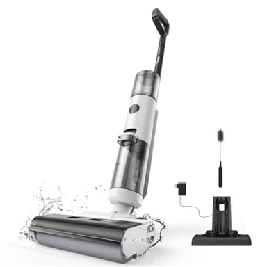 JONR ED12 Nass Trockensauger Akku, Kabelloser Nass Trocken Staubsauger Saugwischer Akku, Kantenreinigungsbürste 6mm, Selbstreinigung, 850mL Wassertank, Anti-Verwirrungs-Haar für Hartböden, Tierhaare