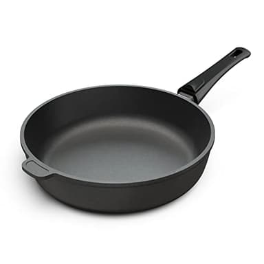 Hoffmann Aluguss Bratpfanne 28 cm Induktion Hoher Rand 7 cm Innenhöhe I Pfanne Induktionsherd I Schmorpfanne 28cm I Abnehmbarer Griff Hochrandpfanne ohne Glasdeckel