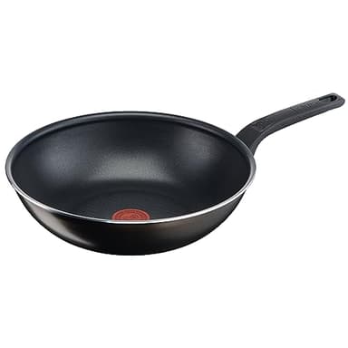 Tefal Easy Cook & Clean Wokpfanne 28 cm, Antihaftbeschichtung, Thermo-Signal bei idealer Brattemperatur, NICHT induktionsgeeeignet, einfache Reinigung, Made in France, Schwarz, B5551933