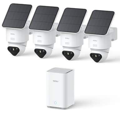 aosu T2 Ultra 4K UHD Überwachungskamera Aussen Solar Akku für Neue aosuBase, 4 Cam-Kit, TrueColor Nachtsicht, Auto-Tracking, 360° Schwenk/Neigung,Ohne ABO-Gebühren，erweiterbarer Speicher bis 1TB