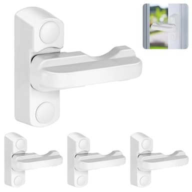 Flintronic Fenstersicherung, 4 Stück Fensterschloss, Fensterriegel, Einbruchschutz Zusatzverriegelung, Schwenkriegel, Kindersicherung für UPVC PVC Fenster Tür Balkon