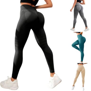 Coreex Cellulite Leggings - Coreex Celluflex 3D Kompressionsleggings - Anti-Cellulite Leggings - Nahtloser Schlankmacher für Bauch & Beine, ideal für Alltag, Freizeit und Sport (Schwarz,M)