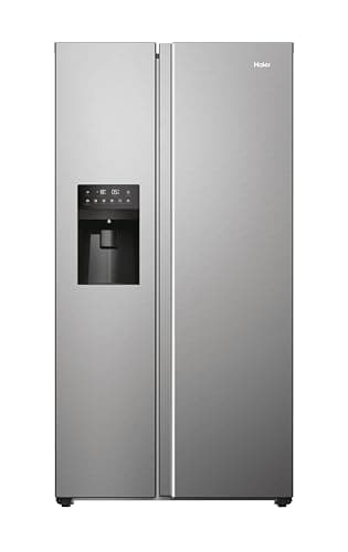 Haier SBS 90 SERIE 5 HSR5918DIMP Kühl-Gefrierkombination / Edelstahl-Front / Wasser- und Eiswürfelspender / Festwasseranschluß / Multi Airflow /Total No Frost / Sparsam: Energieeffizienzklasse D