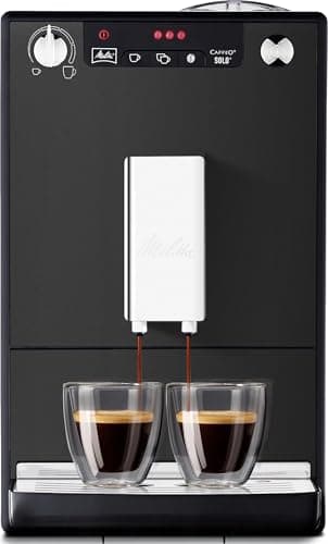 Melitta Solo - Kaffeevollautomat mit höhenverstellbarem Auslauf, kleine Kaffeemaschine mit abnehmbarem Wassertank, für z. B. Espresso oder Café Crème, matt schwarz