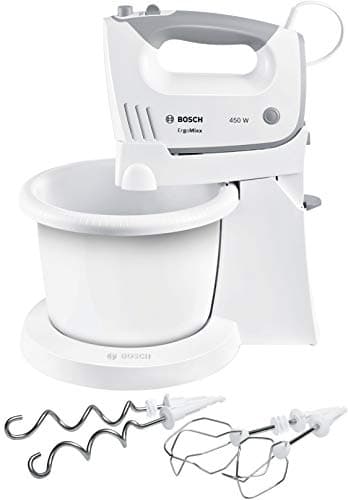 Bosch Handrührer MFQ36460, Handrührgerät, Rührschüssel Plus Halterung, 2 Rührbesen, 2 Edelstahl-Knethaken, 450 W, WeiÃŸ