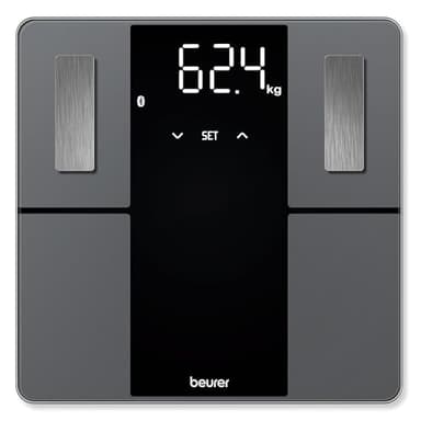 Beurer BF 500 Personenwaage mit Bluetooth und App, digitale Körperfettwaage mit 180 kg Tragkraft, Analysewaage zur Messung von Körperfett, Muskelanteil, Kalorienbedarf etc., XL-Display