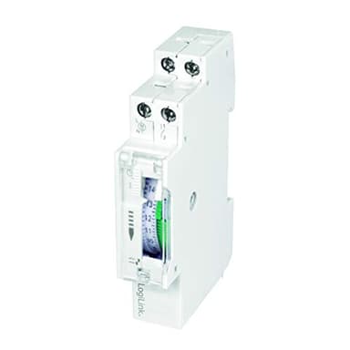 LogiLink DIN-Rail Zeitschaltuhr mit mechanischem Timer zum einfachen Schalten von z.B. Neonlichter, Warmwasserbereiter, Laternen, Bewässerungsanlagen, etc, IP20 Schutz, 138mm
