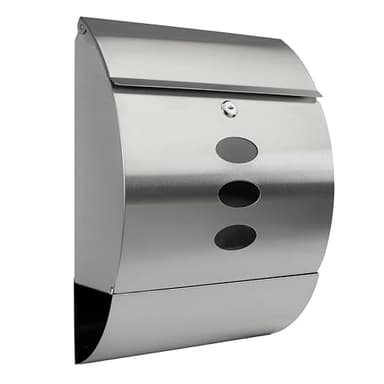 Grafner Design Edelstahl Briefkasten mit Zeitungsfach, abschließbar – 2 Schlüssel inkl., 3 Sichtfenster, Moderne runde Ausführung, einfacher Anbau, inkl. Montagematerial, Postkasten Letter Box