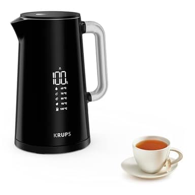 Krups Smart'n Light Wasserkocher, 5 Temperaturen, 1,7 Liter Fassungsvermögen, Innenleben aus Edelstahl, Doppelwandig, Schwarz, BW801810
