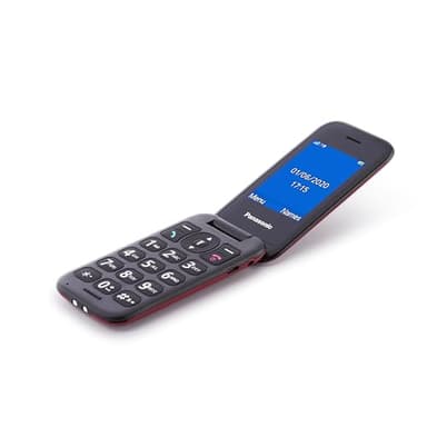 Panasonic KX-TU400EXR Seniorenhandy zum Aufklappen ohne Vertrag (SOS-Notruftaste, Taschenlampenfunktion, große getrennte Tasten, große Schrift, kabelloses Gerät), weinrot