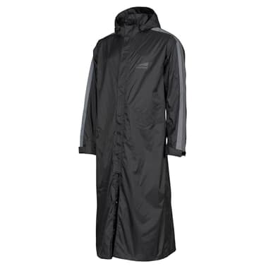 FAST WAY Regenmantel, Lange Regenjacke, Wasserdichter & Winddichter Regenponcho, Ideal für Rollerfahrer, Abnehmbare Kapuze, Reflexmaterial, Grau, Größe XXL
