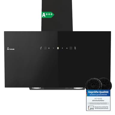 KKT KOLBE Dunstabzugshaube 90cm | Umluft Abluft | 782cbm/h | Wandhauben Kopffrei | Schwarz | Glas | Gestensteuerung | SensorTouch Bedienung | LED-Beleuchtung | TRIO9025S