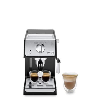 De'Longhi Active Espresso Siebträger ECP 33.21.BK – professionelle Espressomaschine mit AluminiumFinish, inkl. traditioneller Milchschaumdüse, Tassenwärmer & Heißwasserfunktion, schwarz