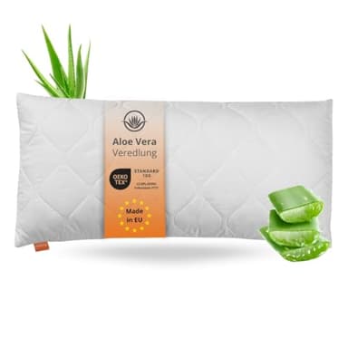 sleepling Aloe Vera Kopfkissen 40 x 80 cm, Hautfreundliches Kissen kühlend, 60 Grad waschbar, Made in EU, Ökotex