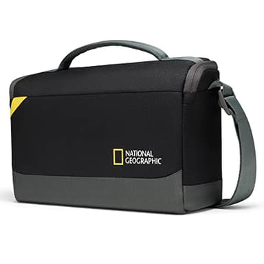 National Geographic Schultertasche Medium, Kameratasche für DSLR, Spiegellose Kameras mit Objektiv & Zubehör, Tablet-Fächer, Verstellbarer Tragegurt, Ultraleicht, NG E1 2370, Schwarz [Amazon-Exklusiv]