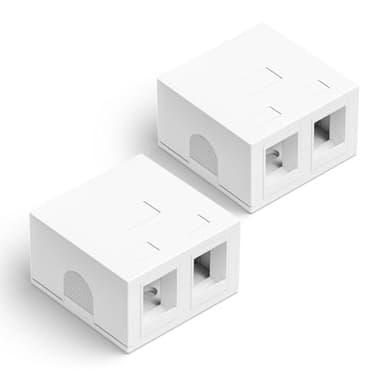 2-Port Keystone Jack Aufputzdose für STP Cat7/Cat6A RJ45 Keystone Jack, rj45 Aufputzdose für UTP Cat6/Cat5e/Cat5 RJ45 Keystone Jack Weiß, 2-Pack