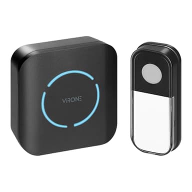 Virone FUDU DC Türklingel - 5 Lautstärkestufen 0-88 dB Reichweite Bis Zu 180m 36 Melodien IP44 - Klingel Haustür Funkklingel Batteriebetrieben