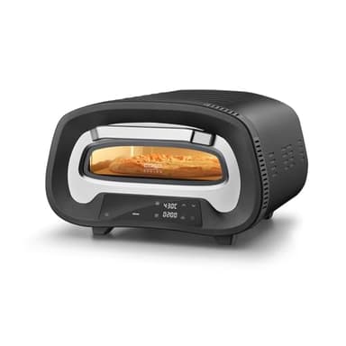 CASO PizzaChef 430° - Pizzaofen, 80-430°C, 8 Automatikprogramme, Cordierit Pizzastein (33x33cm), einstellbare Heizelemente, Innenraumbeleuchtung, Timer, Edelstahl-Design