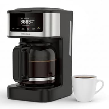 HEINNER HCM-DD900BKSS Digitale Kaffeemaschine mit 12 Tassen, Touch-Bedienung, Timer, Heiß- & Kaltbrühfunktion, Selbstreinigung, Tropfstopp, 900 W, Edelstahl, 3 Jahre Garantie