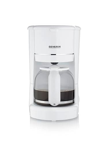 SEVERIN Filterkaffeemaschine mit Glaskanne, Kaffeemaschine mit Permanentfilter, für bis zu 10 Tassen (1,25L), mit Warmhalteplatte und Auto-Abschaltung, 900 W, weiß, KA 4323