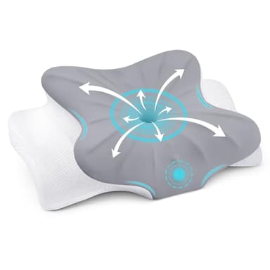 Subtail Nackenkissen Kopfkissen - Memory Foam Kissen, Nackenstützkissen, Ergonomisches Kopfkissen, Pillow Kissen für Seiten, Rücken & Bauchschläfer, Grau